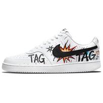Nike Court Vision 1 Star Blast TAG Rebels Abrasion Resistant Low top Skateboard Shoes Men's Black White DH2987-101(team488- TAG ) 39