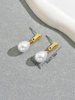 Teardrop Imitation Pearl Earrings Gold Color Detailing Chic Versatile Tiny Dangle Earrings Women's Fashion Wedding Jewelry