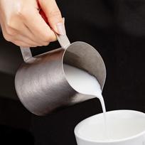 Coffee Pitcher Latte Art Jug Stainless Steel Container Ergonomic Handle Comfortable Grip Titanium 350ml