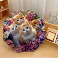 Cats Among Flowers (4) Printed umbrella windproof folding umbrella portable sun and rain umbrella suitable for gifting