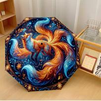 Mystical Fox Among Stars Printed umbrella windproof folding umbrella portable sun and rain umbrella suitable for gifting