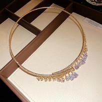 Elegant Bridal Tassel Necklaces Shining Neck Chain Choker Water Drop Rhinestone Jewelry  Banquet StyleB Gold