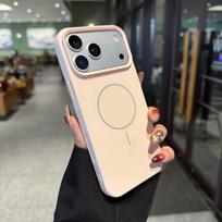 Apple 17 Promax Liquid Silicone iPhone 16/15 Pro Magnetic Ring Protective Case iPhone 15 vyšninės rožinės spalvos