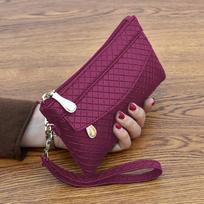 Luxury Women's Long Wallet Card Holder Vintage Hasp Cash Lady Coins Phone Solid Color violetinė