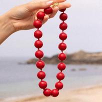 Candy Color Women Choker Large Clavicle Chain Aesthetic Beaded Necklace  Jewelry Gift raudona