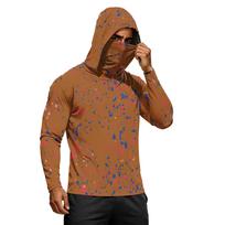 Vyriški sportiniai džemperiai su gobtuvu Žvejybos hoodie saulėje Ilgomis rankovėmis marškiniai žvejybai vyrams Vyriškas žvejybos hoodie su veido apsauga L ruda
