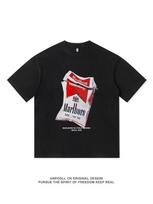 Amerikietiško stiliaus cigarečių dėžutės raidė Marlboro spausdinami grynos medvilnės vasariniai trumparankoviai marškiniai vyrams ir moterims laisvo kirpimo To 4XL