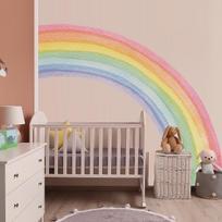 Didelis DIY Pastelinės Vaivorykštės Sienos Lipdukų Rinkinys Dekoravimui Lipnus Nulupkite ir Klijuokite Vaikams beige