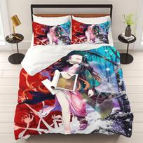 Kamado Nezuko Anime, Home Bedroom Comforte Nordic polyester material, suitable for children and adults, 3-piece set 135x200cm