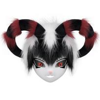 Faux Fur Animal Fox Cow Horn Face Mask For Masquerade Party Cosplay Costume Accessory