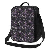 Magic Goth Spooky Gray Purple Black Lunch Box Witch Reusable Insulated Lunch Bag with Adjustable Strap for Work Travel Picnic juoda