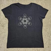 Vtg Y2k Metatron Cube Sacred Geometry Size M Graphic T-shirt Indie Rave Hippe 90 2XL