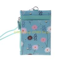 49MD Portable Leather Badge Card Holder for Case ipper Coin Pocket Purse Office Work with Neck Lanyard žalia
