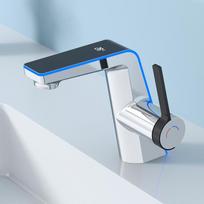 Digital Display Ambient Light Hot and Cold Bathroom Faucet for Vanity and Hand Washing Basin