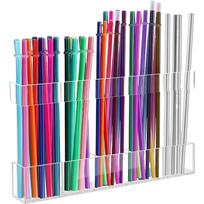 Adjustable Height Acrylic Straw Holder with Double-Sided Adhesive Clear Storage Rack for Organizing Drinking Straws and Accessories one size balta