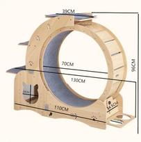 Silent Cat Treadmill: High-Fiber Running Wheel, Jump Platform & Bed - Integrated Wooden Cat Tree Track 02: 130CM*34CM*96CM