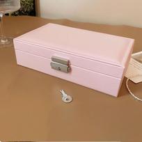 High-Grade Portable Jewelry Box with Lock - Dustproof European Style, Large Capacity for Earrings & Studs