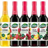 vaisių sirupas Łowicz skonių rinkinys citrina avietė 5x 400ml