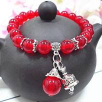 LUXY MOON Natural Stone Bracelet Women Ethnic Style Ladies Fashion Handmade Beaded Hand Jewelry raudona