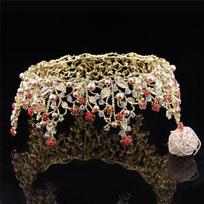 Flower Circle Royal Queen King Crowns Bride Diadem Headdress Banquet Tiaras Prom Pageant Party Wedding Crown Hair Jewelry raudona