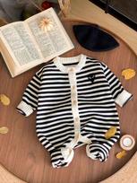 Autumn Knitted Onesie: Cute Sweater Romper for Newborns and Infants 90 juostų spalva