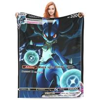 Pokemon Anime Card Lucario Throw Blanket Flannel Bedspread For Home Decor Street Trend Sofa Bed Cover 30x40in
