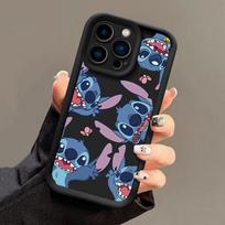 Stitch Angel Meilės Širdelė Telefono dėklas IPhone 12 11 15 14 Pro MAX Plus X XS MAX XR 7 8 6 6S Plus Animacinis Silikoninis Dangtelis For iPhone 15 gray