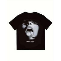 Men's Black T-Shirt With Screaming Face Graphic And Born To Be Free Text Casual Streetwear Fashion Top For Everyday Wear S juoda