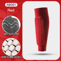 1Pcs Football Shin Guard Socks With Foam Calf Compression Sleeve Honeycomb Pads Soccer Legging M raudona