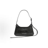 Acne Studios Platt Series Letter Logo Zipper Closure Cracked Leather Tote Shoulder Bag Women Bags Black A10349-900 Basic Set (Bag+Dust Bag)