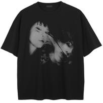 Y2K Vintage Double Exposure T-Shirt Cotton Tshirt Unisex Tops Tees Summer Short Sleeves T Shirt S juoda