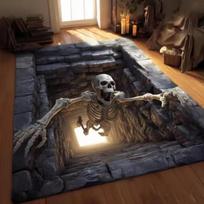 3D Iliuzijos Skeleto Kilimas Svetainės Grindų Kilimėlis Gotikinis Miegamojo Kilimas Siaubingų Laiptų Dekoras Vaiduokliškos Namų Zonos Kilimas 40x60CM