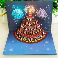 New 3D Pop Up Birthday Greeting Card With Lights Music Happy Birthday Card Firework Cake Greeting Card Gift For Wife Mom Kids A