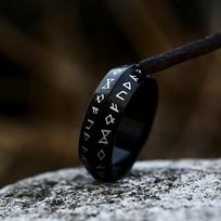 Vintage Stainless Steel Odin Norse Viking Amulet Rune Ring For Men Retro Words Rings Valentine's days Gifts Wedding Band Zircon 7