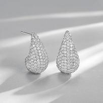 Huitan Sparkling Waterdrop Shaped Drop Earrings for Women Full Bling Cubic Zirconia Copper Color/Gold Color Fashionable Zircon
