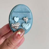 Y2K Asymmetric Love Heart Drop Stud Earring for Women Geometric Personality Ear Wedding Party Zircon Christmas Girl Friend Gift