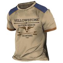Vintažiniai Yellowstone 3D spausdinimo Harajuku trumparankoviai marškinėliai Laisvi gatvės drabužių megztiniai vyriški T-shirtai XS