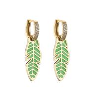 HECHENG, 1 Pair, fallen leaves small hoop earrings creative enamel drop earrings for women fashion Zircon wholesale