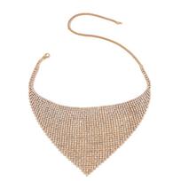 Wide Crystal Bib Collar Necklace Rhinestones Collar Choker Necklace Full Rhinestones Clavicle Chain Jewelry for Women 1