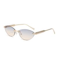 2025 VAKA Designer Cat Eye Rimless Sunglasses Women gold-tone Rivets Small Frame SunGlassesUV400 Fashion PopularShades Eyewear
