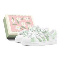 Adidas Originals Superstar 2 Couple's Romantic Gift, Mint Honey, Refreshing, Lace, Bowknot, Elegant, Casual Low top JH9976(TeamS3-S-BOX) 36