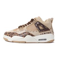Jordan Air Jordan 4 Walking Planet, Leopardų rašto nagas Vidutinio aukščio senoviniai krepšinio bateliai Moteriški baltas rudas HV0823-200(Komanda1492-) 38
