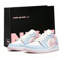 Jordan Air Jordan 1 Natūralios odos žemos aulo Vintažiniai krepšinio bateliai Unisex Mėlyni Rožiniai Balionai 553560-614(Komanda1276-) 40