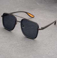 Vintage Large Frame Parallel Bars Metal outdoor popular sunglasses For men Anti Punk Cycling Driving Business Sunshade Glasses