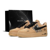 Nike Air Force 1 Clay Brown Jacquard Pattern Cow Leather Abrasion Resistant Lightweight Low top Skateboard Shoes Unisex CJ9179-200(Team675-S-BOX) 42.5