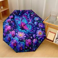 Mystic Butterfly Among Flowers Printed umbrella windproof folding umbrella portable sun and rain umbrella suitable for gifting