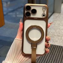 iPhone 17 Pro Max Frosted Matte Phone Case with Magnetic Bracket & Lanyard - Drop-Proof Hard PC for Apple 16 12 Pro ruda