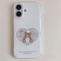 Cartoon Love Heart Bear Anti-drop Phone Case for iPhone 14/13/12/11 Pro Max - Women's Cover iPhone 15 Pro Max