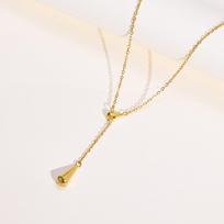 Simple Polished Waterdrop Y-Shaped Necklace for Women Stainless Steel Link Chain Necklaces Minimalist Party Jewelry Gift