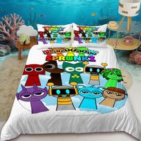Kids Sprunki  Duvet Cover Sprunki Cartoon Bedding Set Quilt Cover with 2 Pillocase Queen Full Bedroom Decor Teens Children 135x200cm